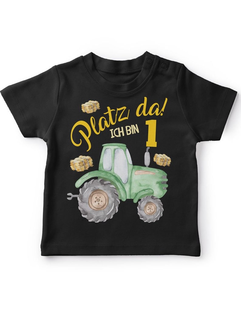 Mikalino Baby / Kinder T-Shirt mit Spruch Platz Da ich bin Eins 1 Traktor Kurzarm Geschenkidee Bild 2