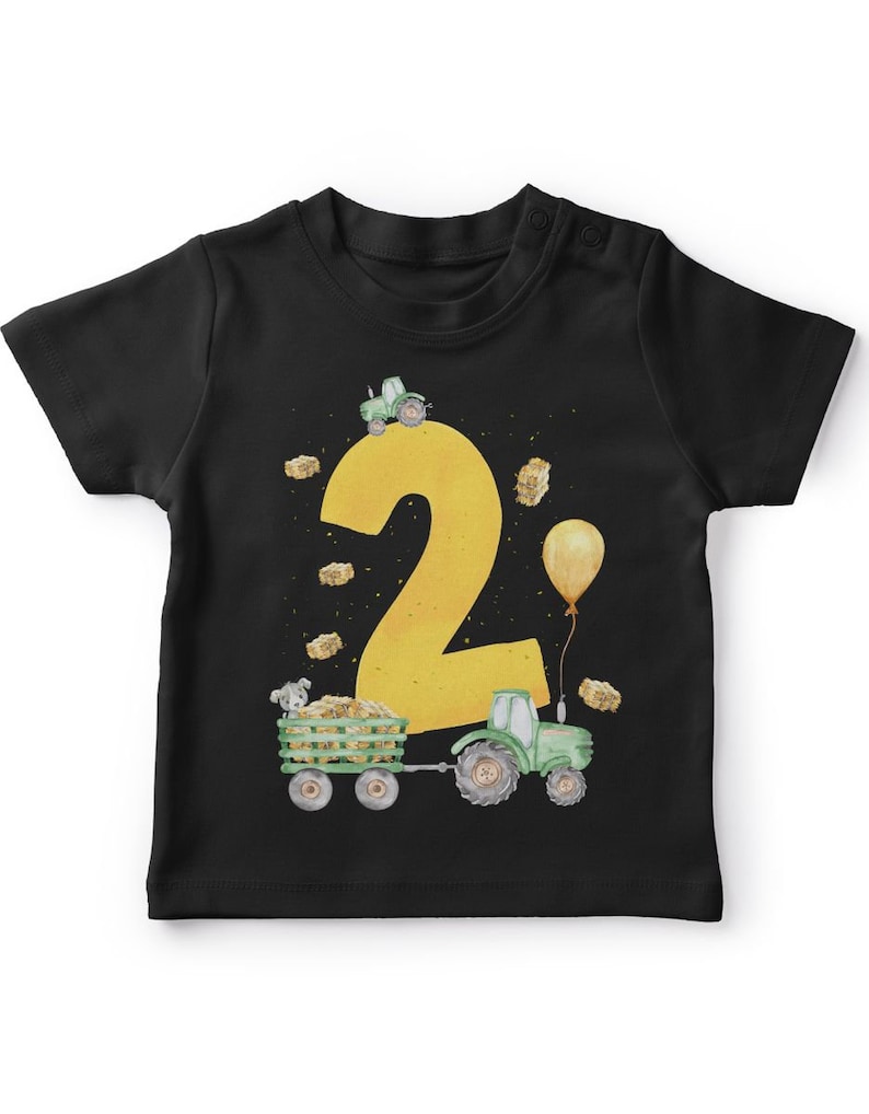 Mikalino Baby / Kinder T-Shirt mit Spruch Ich bin 2 Traktor Kurzarm Shirt für Jungen und Mädchen Geschenkidee Bild 1