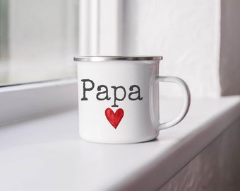 Vatertagsgeschenk, Papa Emaille Tasse, Papa Tasse, Camping Geschenk für Papa, Emaille Tasse Vater, Emaillebecher, Metallbecher für Papa