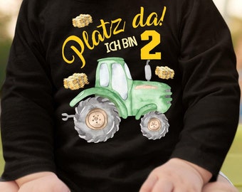 Mikalino Baby / Kinder Longsleeve mit Spruch Platz Da ich bin Zwei 2 Traktor  Langarm  | Geschenkidee