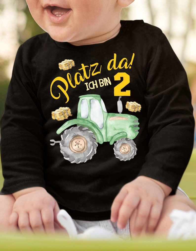 Mikalino Baby / Kinder Longsleeve mit Spruch Platz Da ich bin Zwei 2 Traktor Langarm Geschenkidee Bild 1