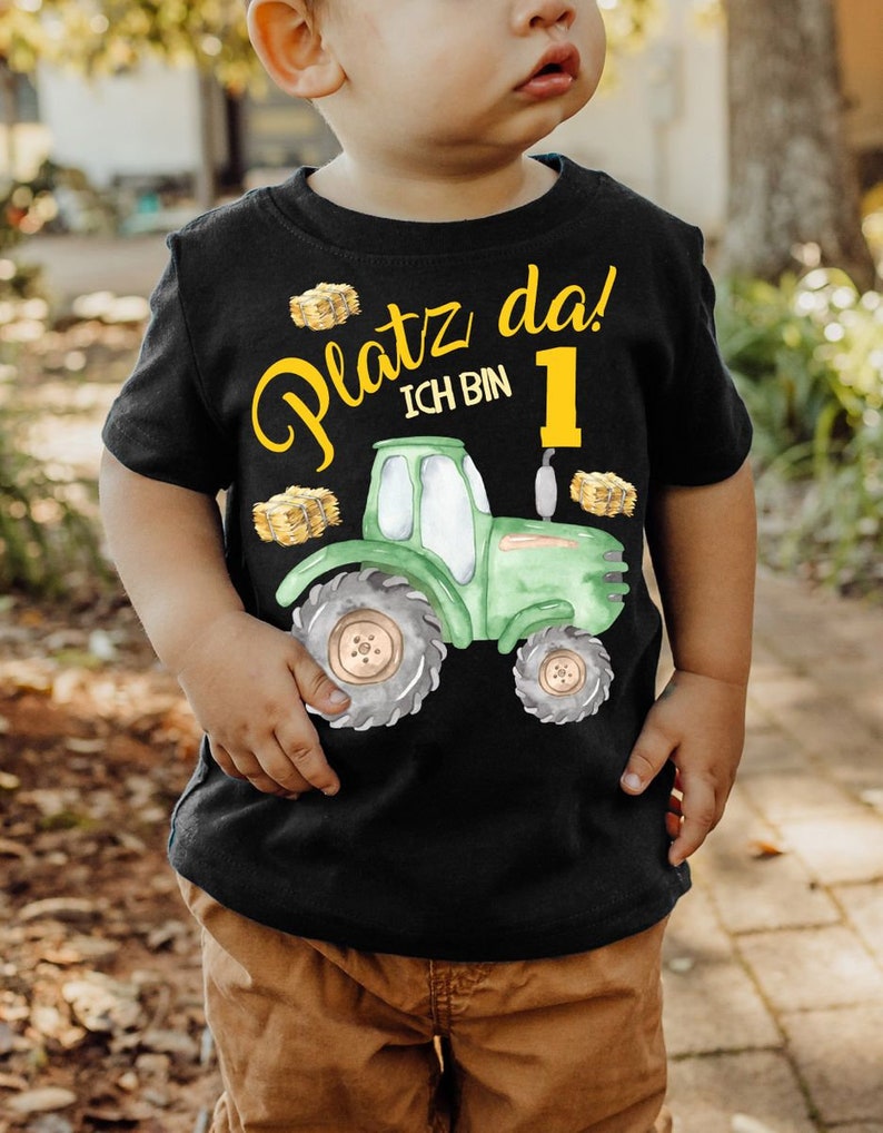 Mikalino Baby / Kinder T-Shirt mit Spruch Platz Da ich bin Eins 1 Traktor Kurzarm Geschenkidee Bild 1