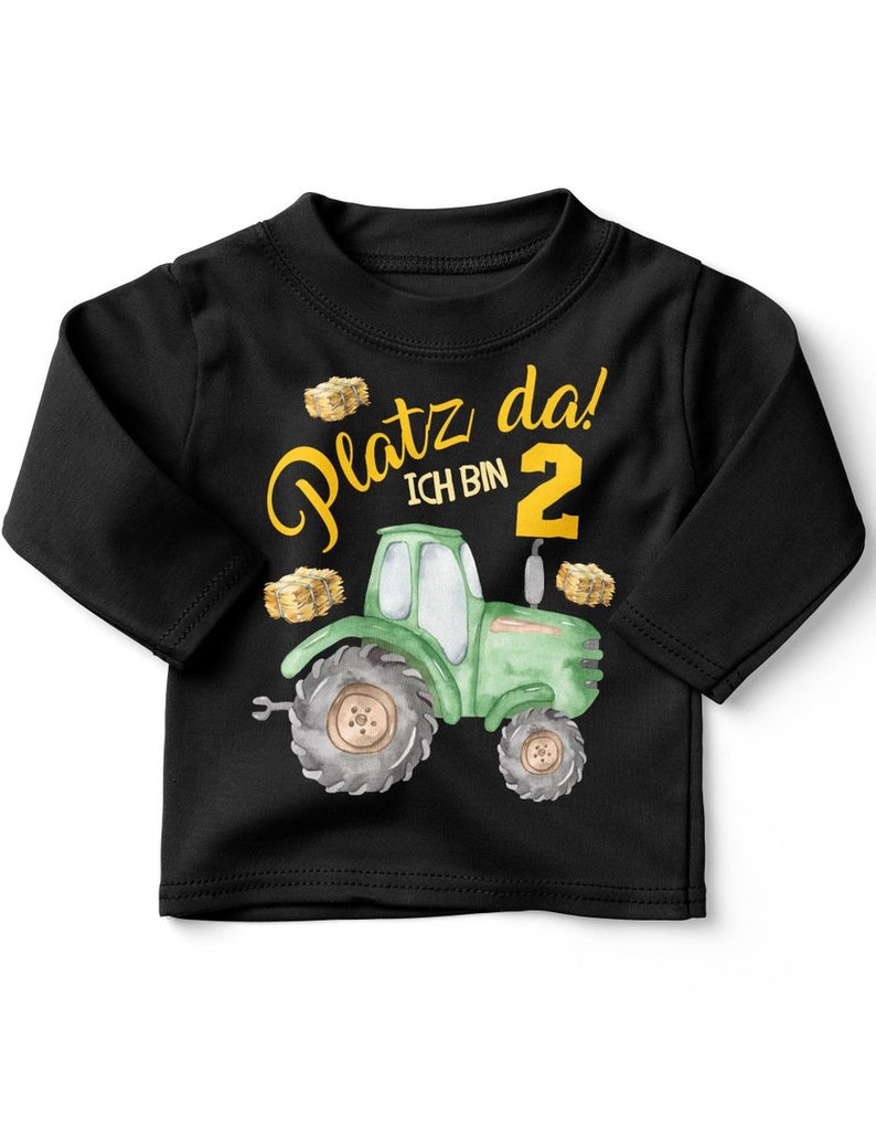 Mikalino Baby / Kinder Longsleeve mit Spruch Platz Da ich bin Zwei 2 Traktor Langarm Geschenkidee Bild 2