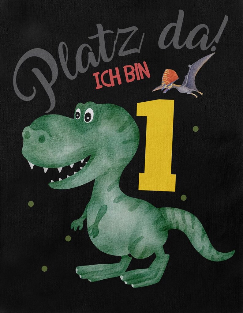 Mikalino Baby / Kinder Longsleeve mit Spruch Platz Da ich bin Eins 1 Dinosaurier T-Rex mit Flugsaurier Langarm Geschenkidee Bild 3