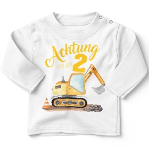 Mikalino Baby / Kinder Longsleeve mit Spruch Achtung ich bin Zwei 2 Bagger Schaufelbagger Langarm Geschenkidee image 5