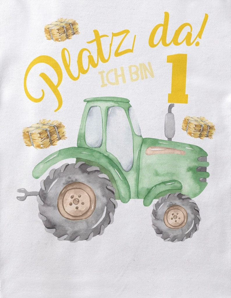 Mikalino Baby / Kinder T-Shirt mit Spruch Platz Da ich bin Eins 1 Traktor Kurzarm Geschenkidee Bild 7