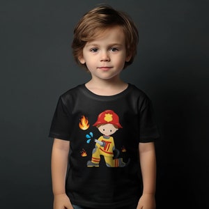 Kinder T-Shirt Feuerwehrmann Cartoon, Lustiges Beruf Kostüm Design, Geschenk für Jungen und Mädchen image 10