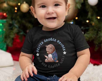 Mikalino Baby / Kinder T-Shirt mit Spruch für Jungen Mädchen Unisex kurzarm Bester großer Bruder auf der ganzen Welt | handbedruckt