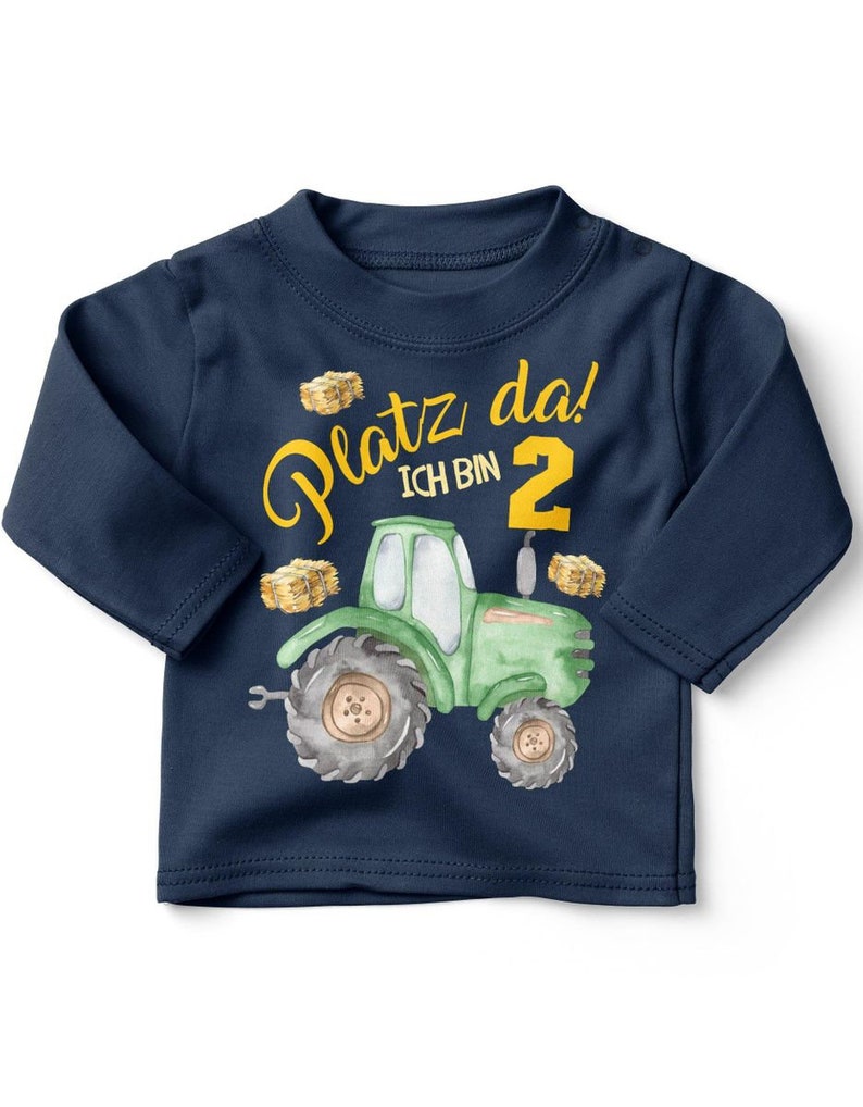 Mikalino Baby / Kinder Longsleeve mit Spruch Platz Da ich bin Zwei 2 Traktor Langarm Geschenkidee Bild 9