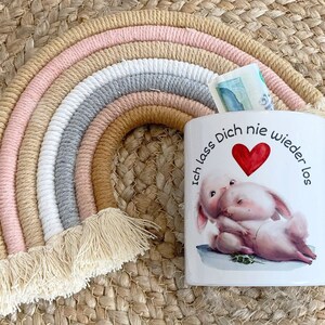 Mikalino Kinder Spardose Ich lass Dich nie wieder los Zwei verliebte Hasen Geschenke Geschenkideen Sparschwein