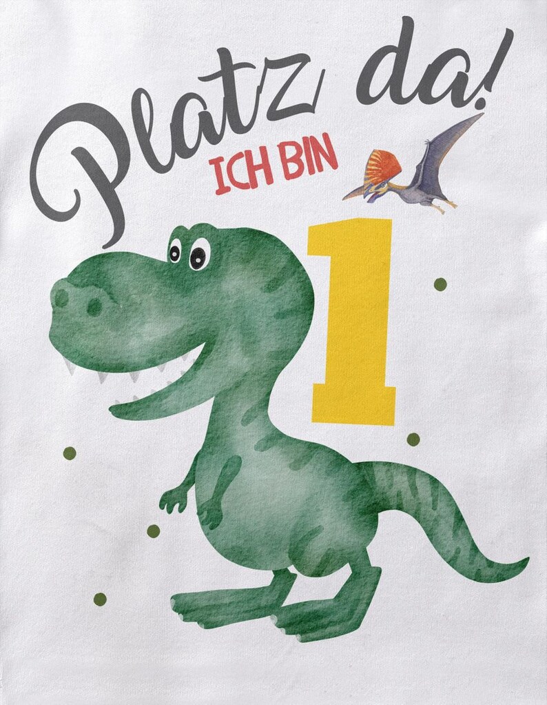 Mikalino Baby / Kinder Longsleeve mit Spruch Platz Da ich bin Eins 1 Dinosaurier T-Rex mit Flugsaurier Langarm Geschenkidee Bild 7