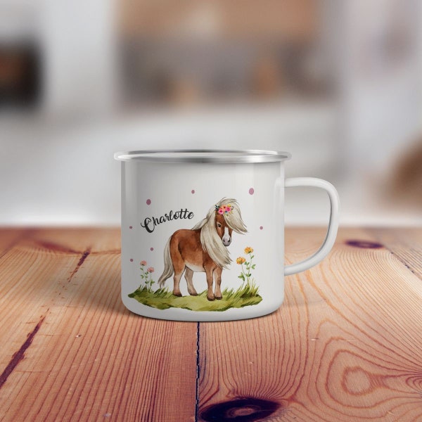 Kindertasse, Emaille Tasse personalisiert, Kinder Tasse mit Namen, Geschenk Kind, Emaille Tasse Kinder, Wunschname, Becher, Emaillebecher