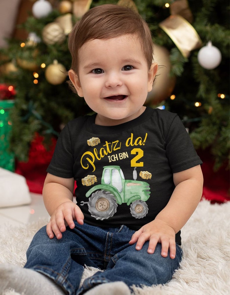 Mikalino Baby / Kinder T-Shirt mit Spruch Platz Da ich bin Zwei 2 Traktor Kurzarm Geschenkidee Bild 4