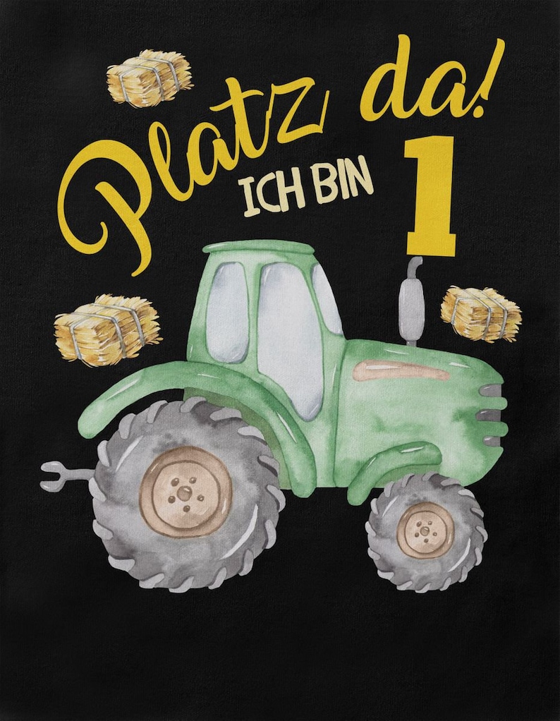 Mikalino Baby / Kinder T-Shirt mit Spruch Platz Da ich bin Eins 1 Traktor Kurzarm Geschenkidee Bild 3