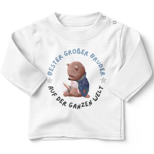 Mikalino Baby / Kinder Longsleeve mit Spruch für Jungen Mädchen Unisex langarm Bester großer Bruder auf der ganzen Welt handbedruckt Bild 5