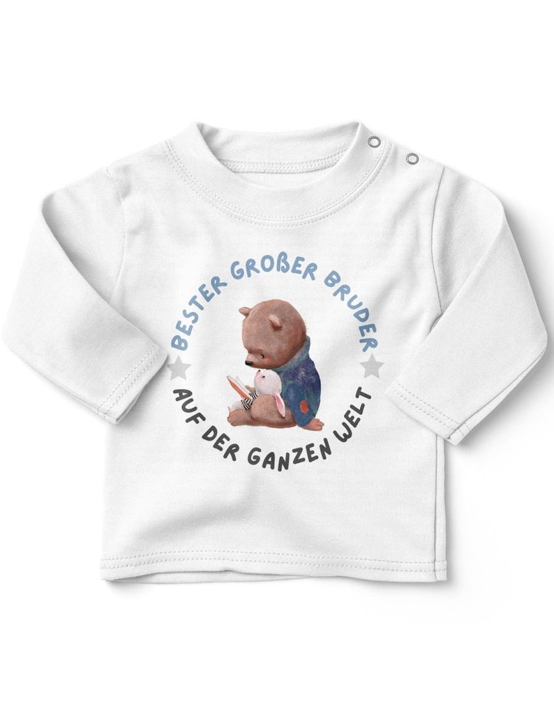 Mikalino Baby / Kinder Longsleeve mit Spruch für Jungen Mädchen Unisex langarm Bester großer Bruder auf der ganzen Welt handbedruckt Bild 5