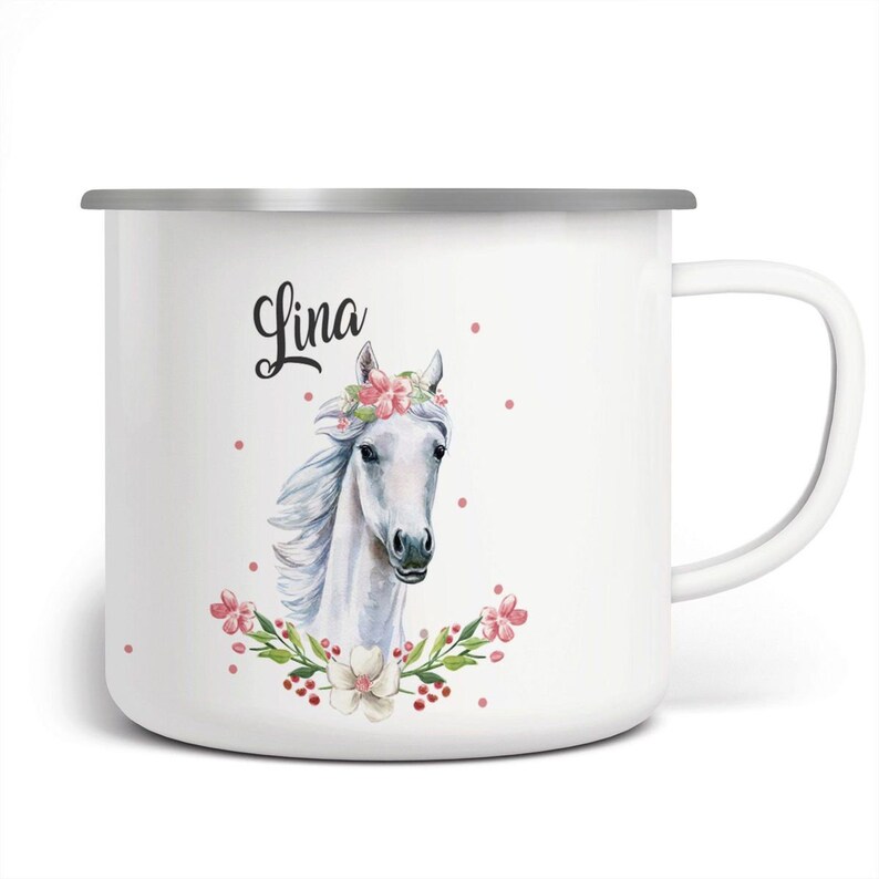 Kindertasse, Emaille Tasse personalisiert, Kinder Tasse mit Namen, Geschenk Kind, Emaille Tasse Kinder, Wunschname, Becher, Emaillebecher Bild 2