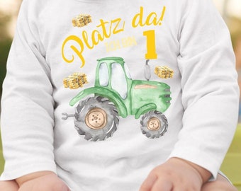 Mikalino Baby / Kinder Longsleeve mit Spruch Platz Da ich bin Eins 1 Traktor  Langarm  | Geschenkidee