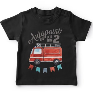 Mikalino Baby / Kinder T-Shirt mit Spruch Ich bin 2 - Feuerwehr Kurzarm Shirt für Jungen und Mädchen | Geschenkidee