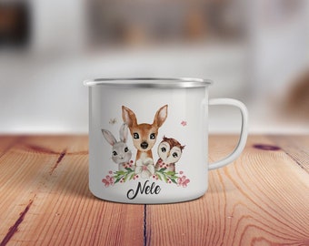 Kindertasse, Emaille Tasse personalisiert, Kinder Tasse mit Namen, Geschenk Kind, Emaille Tasse Kinder, Wunschname, Becher, Emaillebecher