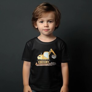 Kinder T-Shirt mit Bagger-Motiv, Gelber Bagger Druck, Jungen Baumwollshirt, Geschenk für Kleinkinder, Baustellen-Shirt, Spielzeugmotiv image 8