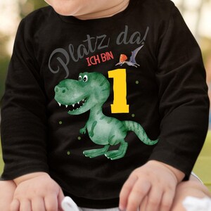 Mikalino Baby / Kinder Longsleeve mit Spruch Platz Da ich bin Eins 1 Dinosaurier T-Rex mit Flugsaurier Langarm Geschenkidee Bild 4