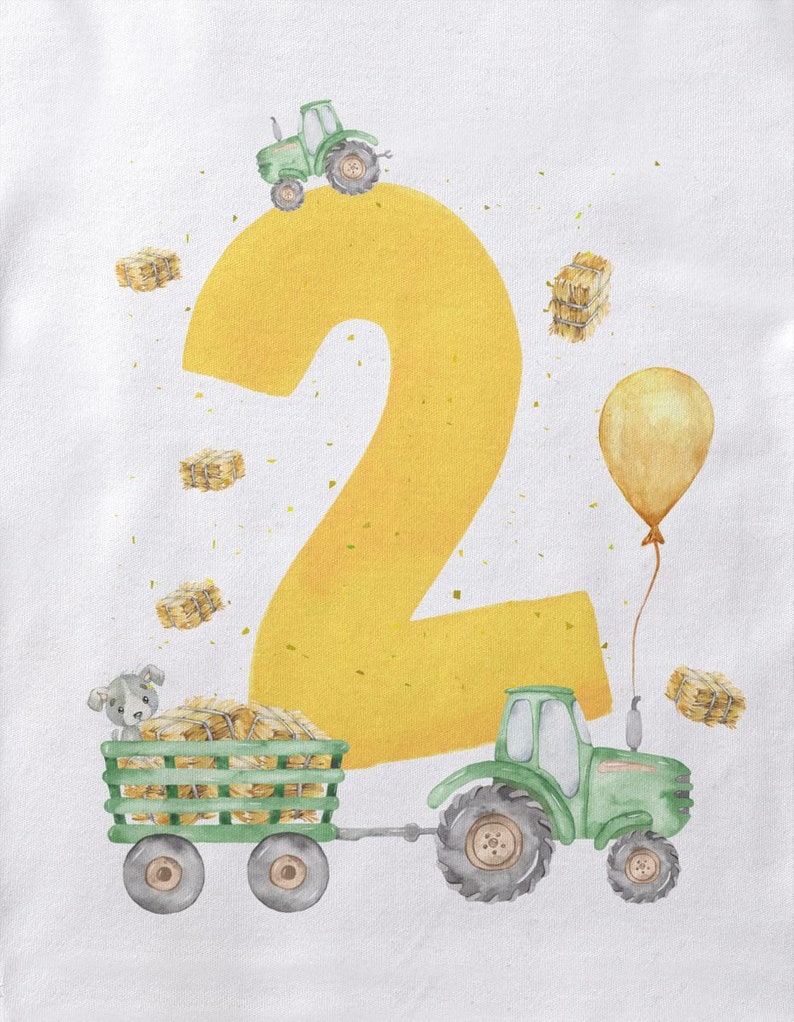 Mikalino Baby / Kinder T-Shirt mit Spruch Ich bin 2 Traktor Kurzarm Shirt für Jungen und Mädchen Geschenkidee Bild 5