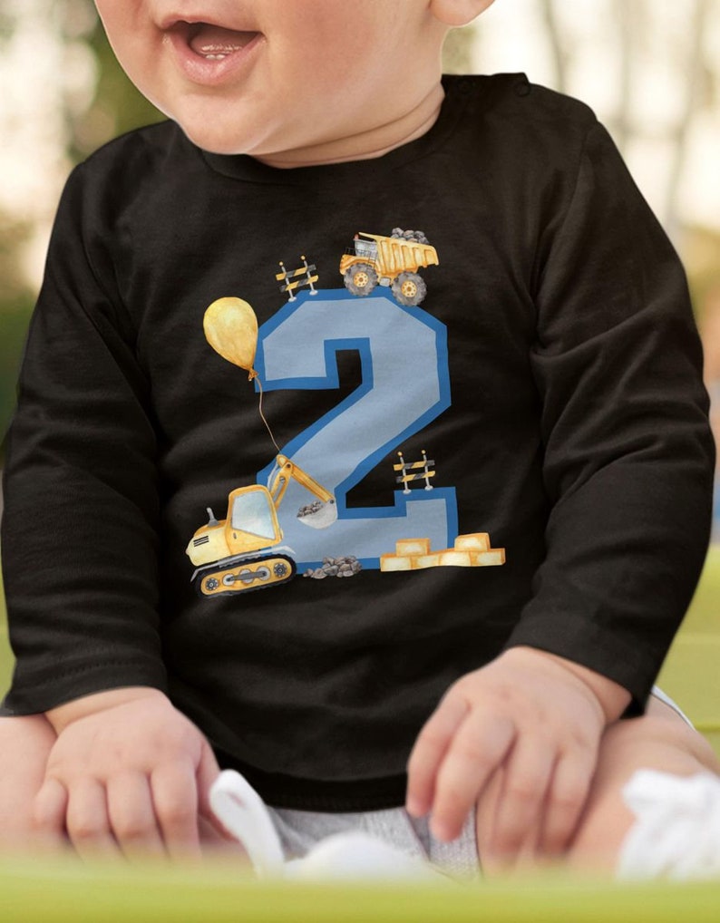 Mikalino Baby / Kinder Longsleeve mit Spruch Ich bin 2 Baustelle Langarm Shirt für Jungen und Mädchen Geschenkidee Bild 1