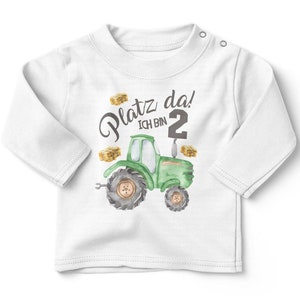 Mikalino Baby / Kinder Longsleeve mit Spruch Ich bin 2 Traktor Langarm Shirt für Jungen und Mädchen Geschenkidee weiss