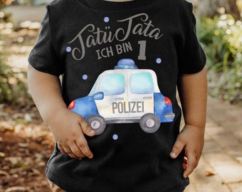 Mikalino Baby / Kinder T-Shirt mit Spruch Tatü Tata ich bin Eins 1 Polizei Kurzarm  | Geschenkidee