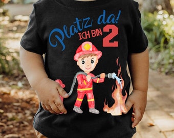 Mikalino Baby / Kinder T-Shirt mit Spruch Platz Da ich bin Zwei 2 Feuerwehrmann Kurzarm  | Geschenkidee