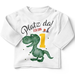 Mikalino Baby / Kinder Longsleeve mit Spruch Platz Da ich bin Eins 1 Dinosaurier T-Rex mit Flugsaurier Langarm Geschenkidee Bild 6