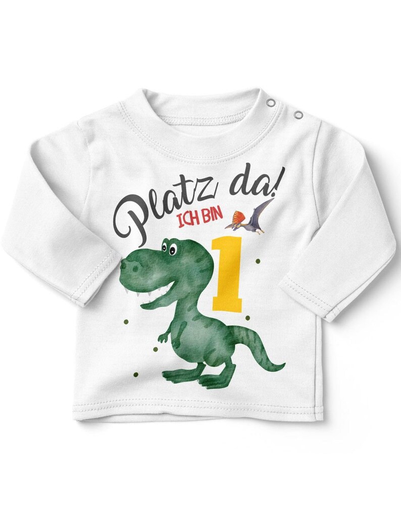 Mikalino Baby / Kinder Longsleeve mit Spruch Platz Da ich bin Eins 1 Dinosaurier T-Rex mit Flugsaurier Langarm Geschenkidee Bild 6