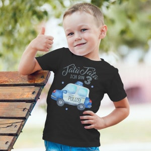 Mikalino Kinder T-Shirt Ich bin 3 - Polizei Kurzarm Shirt für Jungen und Mädchen | Geschenkidee