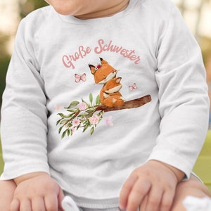 Mikalino Baby / Kinder Longsleeve mit Spruch für Jungen Mädchen Unisex langarm Große Schwester Fuchs handbedruckt in Deutschland Bild 6