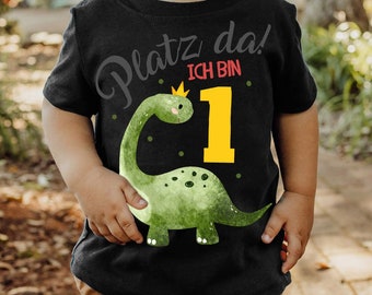 Mikalino Baby / Kinder T-Shirt mit Spruch Platz Da ich bin Eins 1 Dinosaurier mit Krone Kurzarm  | Geschenkidee
