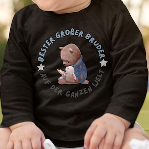 Mikalino Baby / Kinder Longsleeve mit Spruch für Jungen Mädchen Unisex langarm Bester großer Bruder auf der ganzen Welt handbedruckt Bild 1