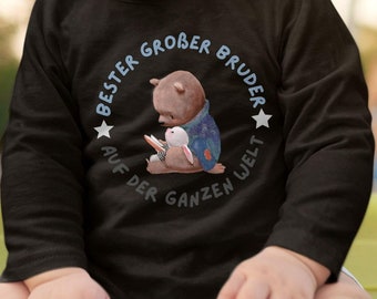 Mikalino Baby / Kinder Longsleeve mit Spruch für Jungen Mädchen Unisex langarm Bester großer Bruder auf der ganzen Welt | handbedruckt