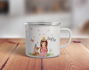 Kindertasse, Emaille Tasse personalisiert, Kinder Tasse mit Namen, Geschenk Kind, Emaille Tasse Kinder, Wunschname, Becher, Emaillebecher