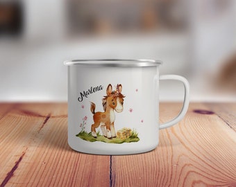 Kindertasse, Emaille Tasse personalisiert, Kinder Tasse mit Namen, Geschenk Kind, Emaille Tasse Kinder, Wunschname, Becher, Emaillebecher