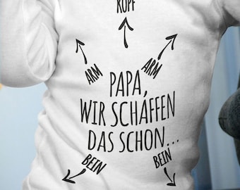 Mikalino Babybody mit Spruch für Jungen Mädchen Unisex Langarm Papa wir schaffen das schon