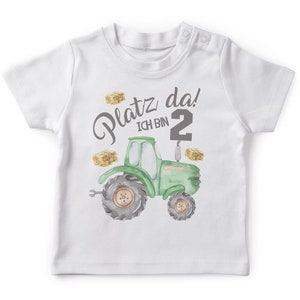 Mikalino Baby / Kinder T-Shirt mit Spruch Ich bin 2 Traktor Kurzarm Shirt für Jungen und Mädchen Geschenkidee weiss