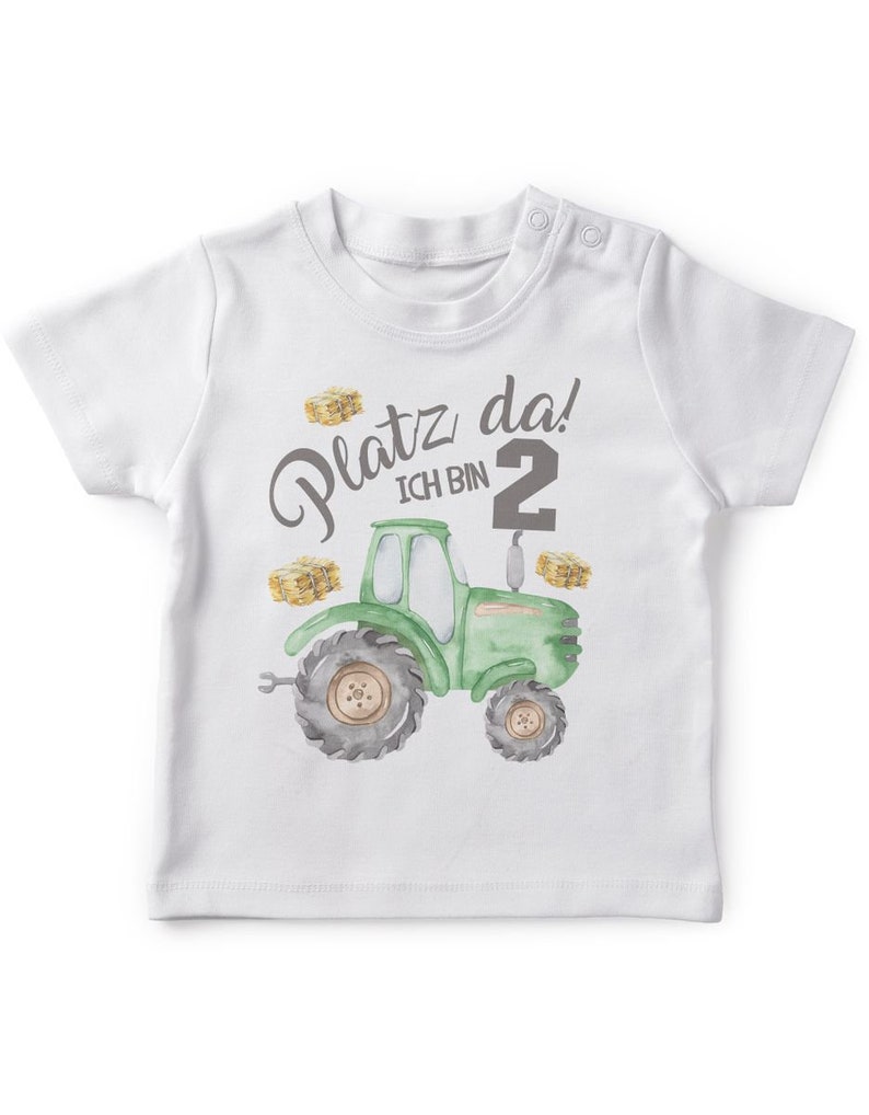 Mikalino Baby / Kinder T-Shirt mit Spruch Ich bin 2 Traktor Kurzarm Shirt für Jungen und Mädchen Geschenkidee weiss