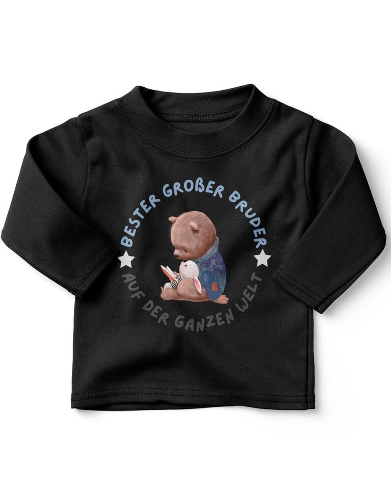 Mikalino Baby / Kinder Longsleeve mit Spruch für Jungen Mädchen Unisex langarm Bester großer Bruder auf der ganzen Welt handbedruckt Bild 2