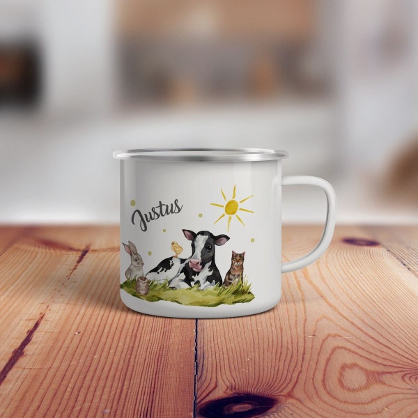 Kindertasse, Emaille Tasse personalisiert, Kinder Tasse mit Namen, Geschenk Kind, Emaille Tasse Kinder, Wunschname, Becher, Emaillebecher