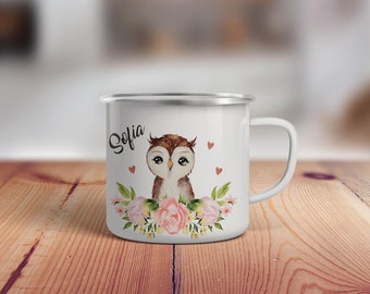 Kindertasse, Emaille Tasse personalisiert, Kinder Tasse mit Namen, Geschenk Kind, Emaille Tasse Kinder, Wunschname, Becher, Emaillebecher