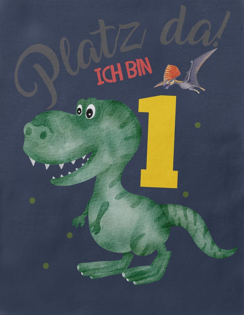 Mikalino Baby / Kinder Longsleeve mit Spruch Platz Da ich bin Eins 1 Dinosaurier T-Rex mit Flugsaurier Langarm Geschenkidee Bild 10