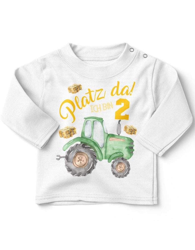 Mikalino Baby / Kinder Longsleeve mit Spruch Platz Da ich bin Zwei 2 Traktor Langarm Geschenkidee Bild 5