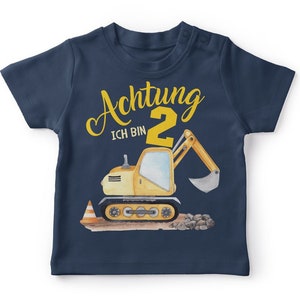 Mikalino Baby / Kinder T-Shirt mit Spruch Achtung ich bin Zwei 2 Bagger Schaufelbagger Kurzarm Geschenkidee Bild 10