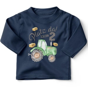 Mikalino Baby / Kinder Longsleeve mit Spruch Ich bin 2 Traktor Langarm Shirt für Jungen und Mädchen Geschenkidee navy